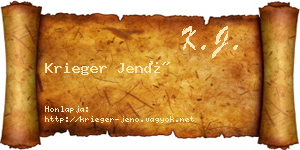 Krieger Jenő névjegykártya